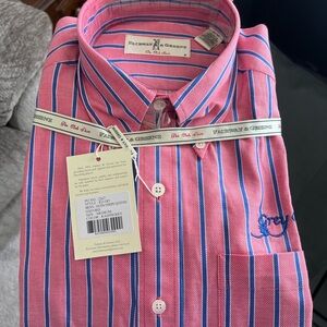 Fairway & Greene Men's Pink and Blue Striped Shirt
